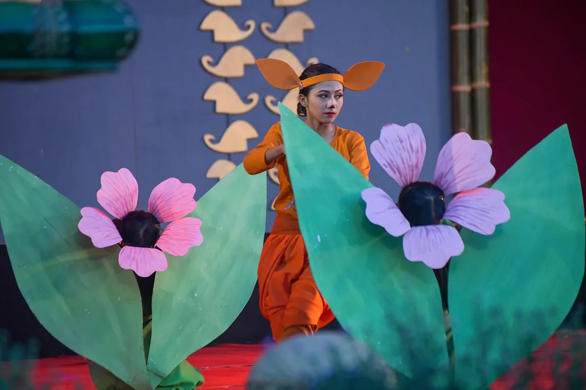 Cultural performers onstage at the Sangai Festival